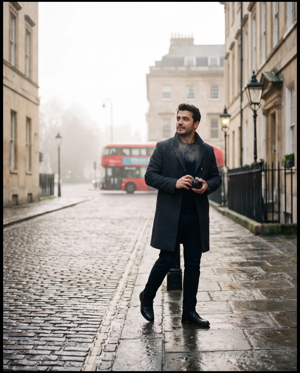 Londra sokaklarını fotoğraflayan ziyaretçi